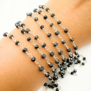 BSP55. Black Spinel Sterling Silver Wire Chain